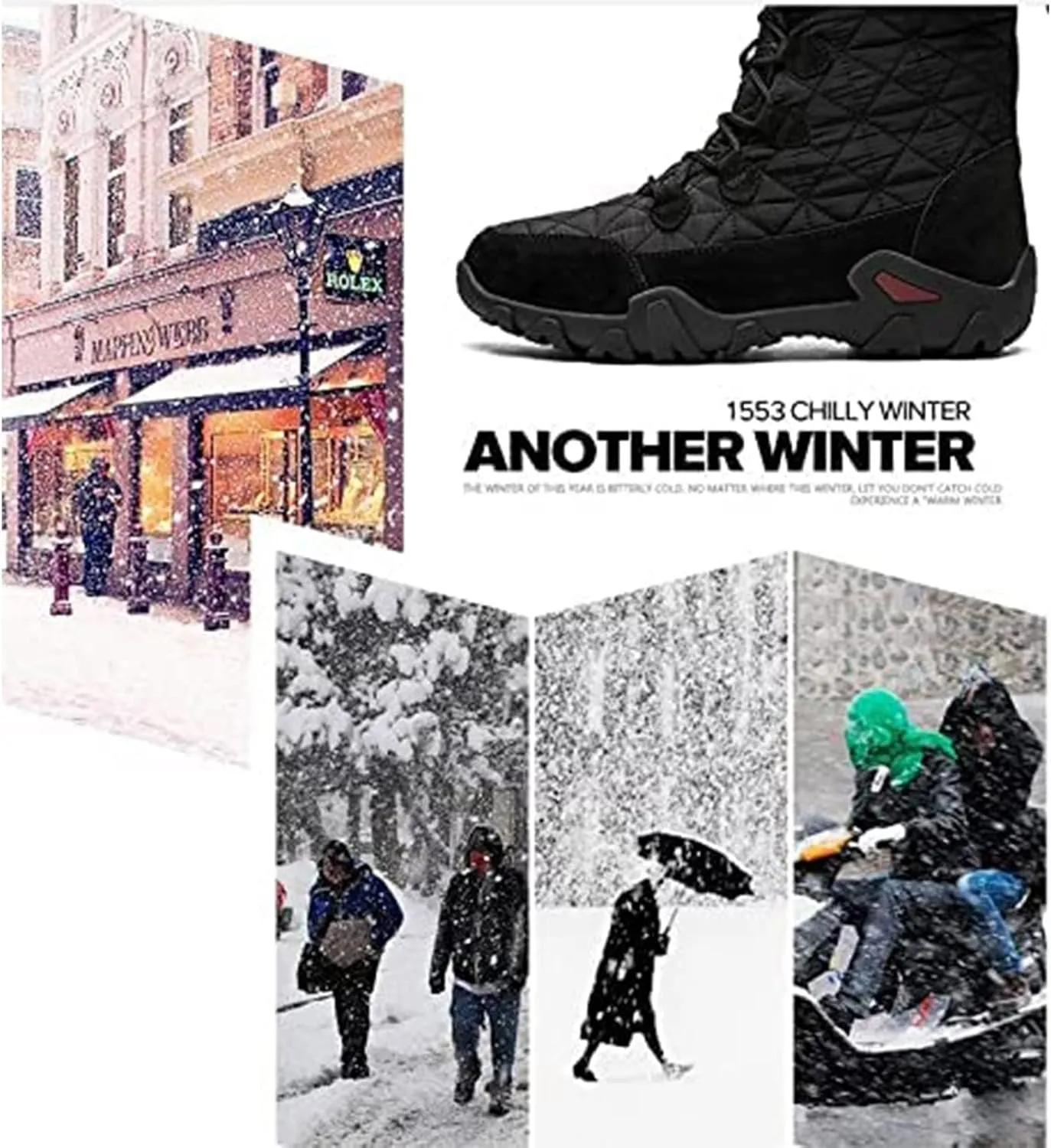 2021 Winter Waterproof High Top Cotton Shoes, Warm Casual Snow Boots Long Hiking Boots, Waterproof Fur Lined Outdoor Hiking Warm Casual Snow Boots