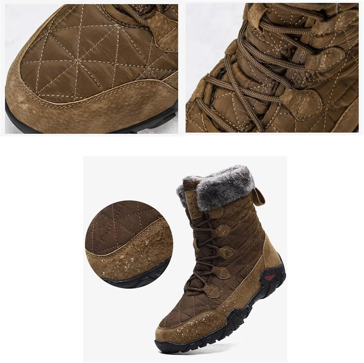 2021 Winter Waterproof High Top Cotton Shoes, Warm Casual Snow Boots Long Hiking Boots, Waterproof Fur Lined Outdoor Hiking Warm Casual Snow Boots