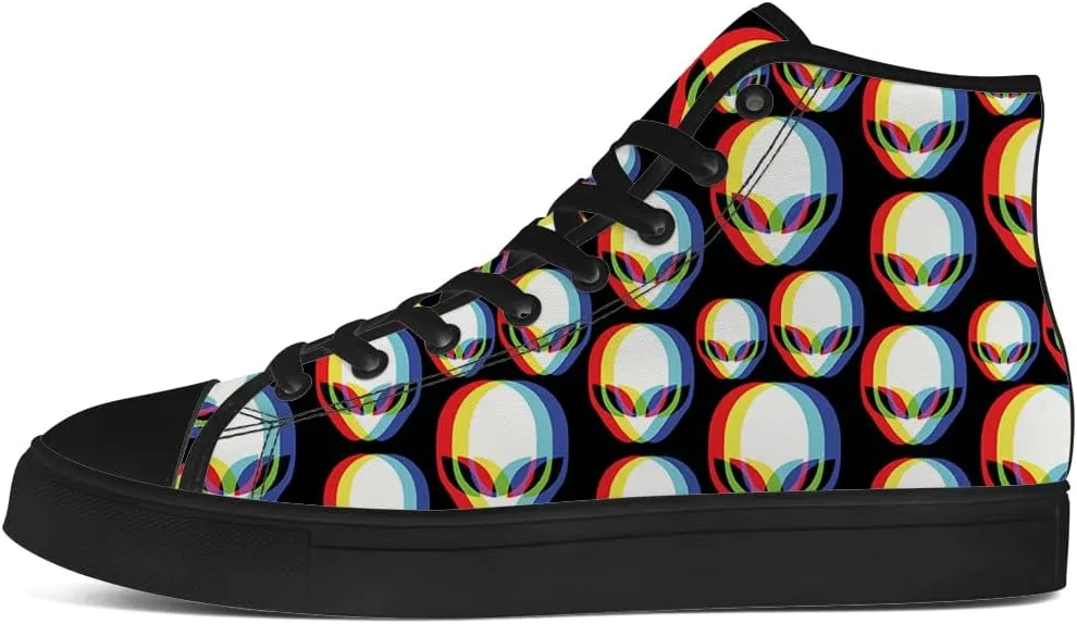 Alien Shoes for Men Women Funny High Top Canvas Sneakers Lace Up Casual Walking Shoes Gifts for Dad Mom