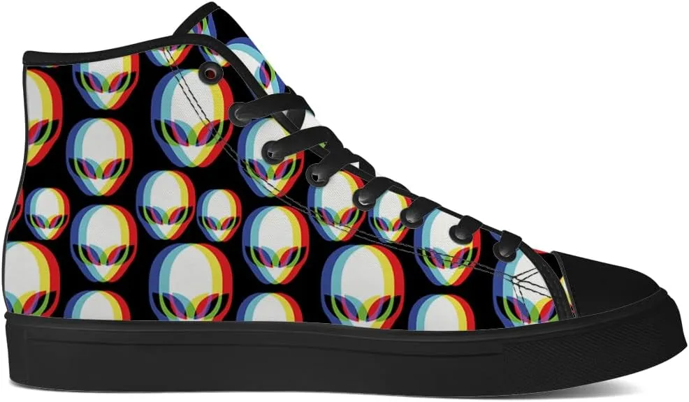 Alien Shoes for Men Women Funny High Top Canvas Sneakers Lace Up Casual Walking Shoes Gifts for Dad Mom