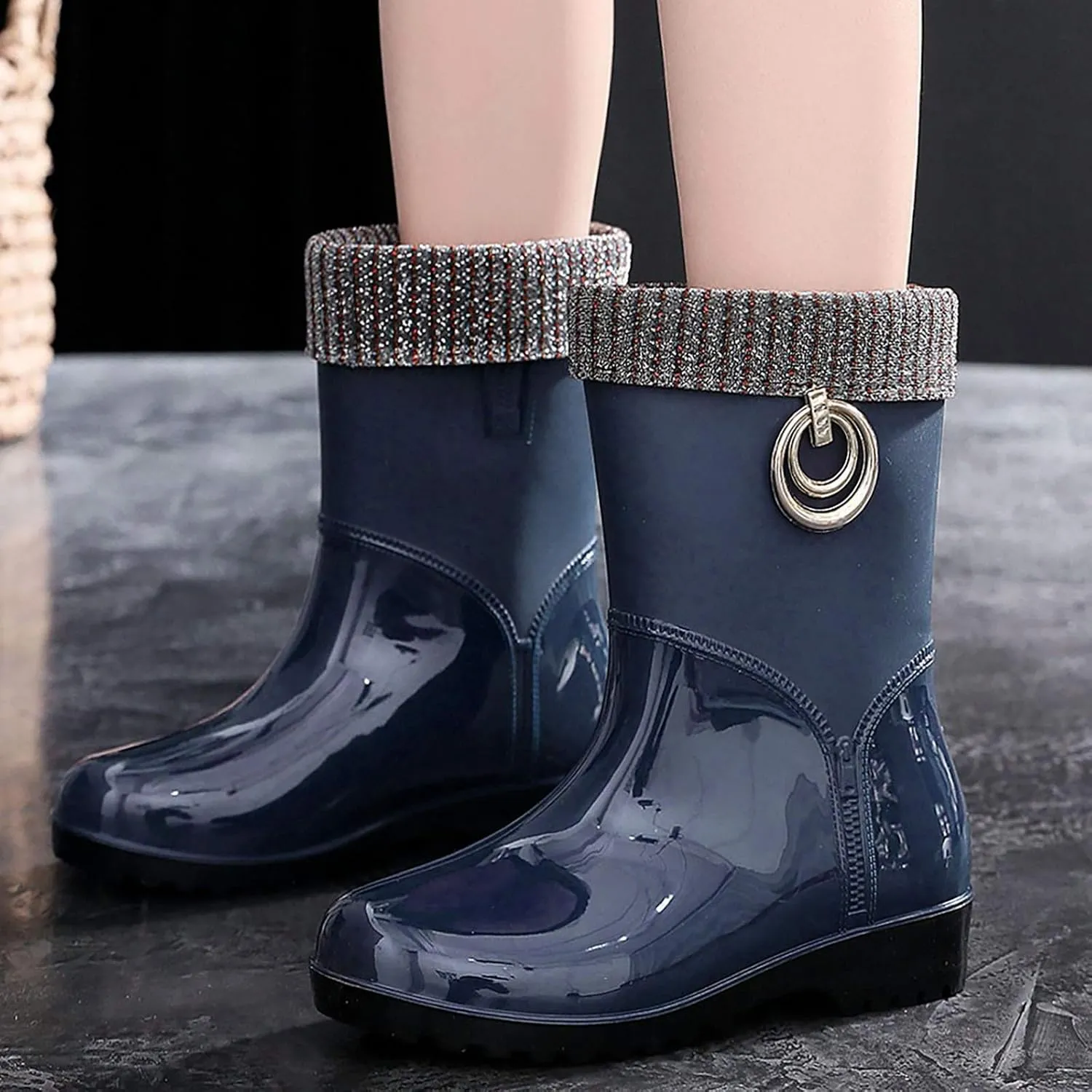 AMDBEL Short Rain Boots for Women, Waterproof Garden Shoes, Women's Ankle Rain Boots Waterproof Chelsea Boots for Outdoor