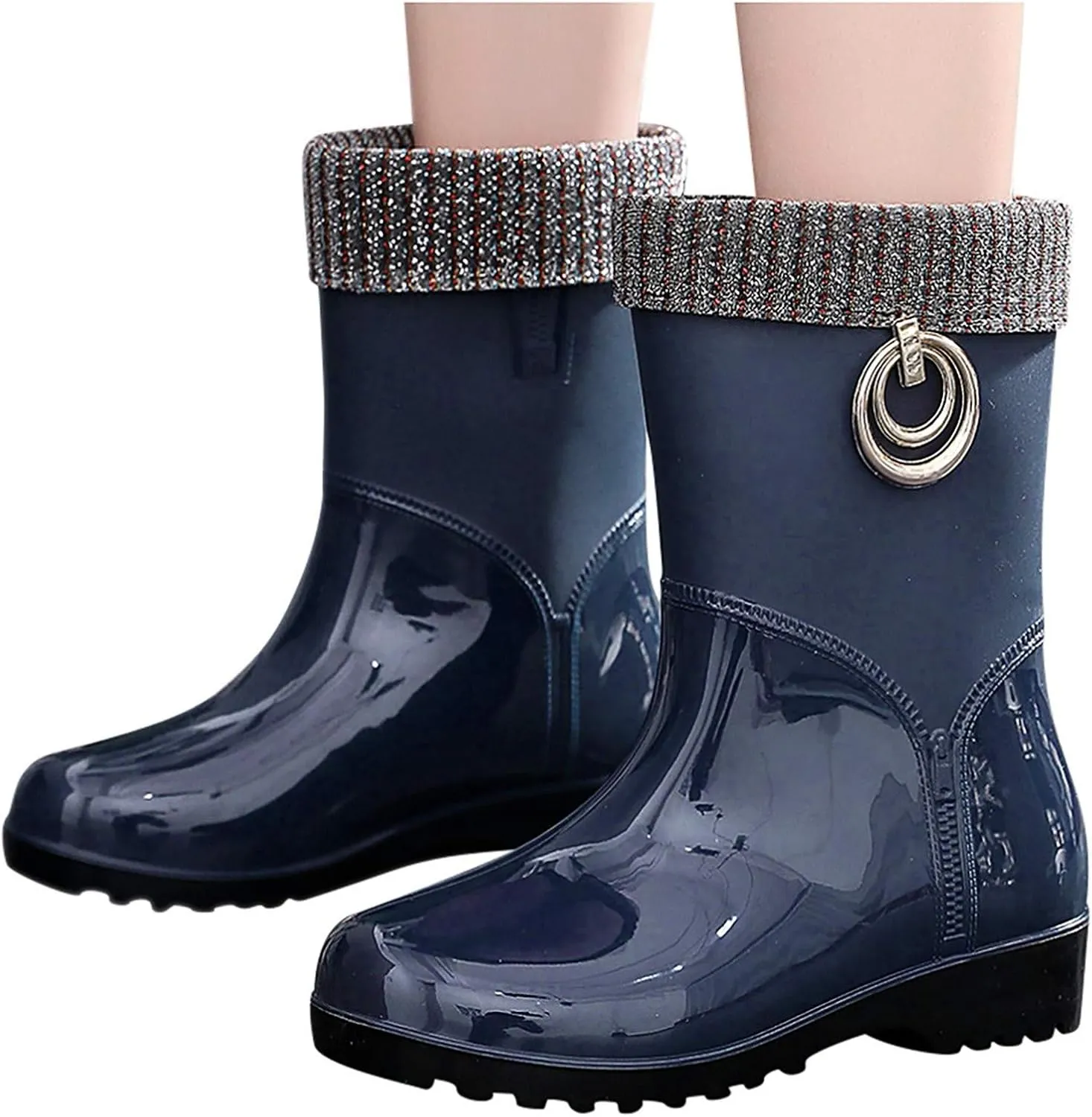 AMDBEL Short Rain Boots for Women, Waterproof Garden Shoes, Women's Ankle Rain Boots Waterproof Chelsea Boots for Outdoor