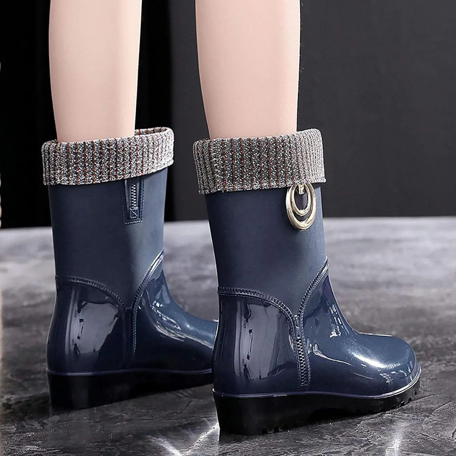 AMDBEL Short Rain Boots for Women, Waterproof Garden Shoes, Women's Ankle Rain Boots Waterproof Chelsea Boots for Outdoor