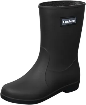 AMDBEL Short Rain Boots for Women Waterproof Wide, Women Rain Boots Black Waterproof Mid Calf Lightweight Cute Booties Fashion Out Work Comfortable Garden Shoes