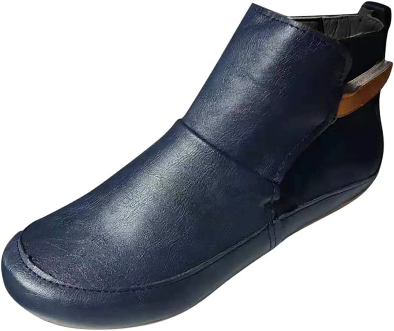 Ankle Booties for Women No Heel Arch Support Ankle Boots Comfy Flat Heel Booties Vintage Leather Damping Shoes