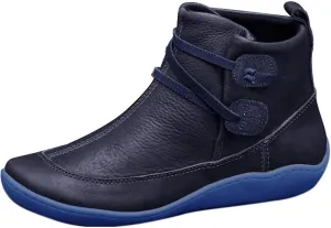 Ankle Booties for Women Vintage Leather Ankle Boots Arch Support Ankle Booties Casual Flat Heel Comfy Short Boots