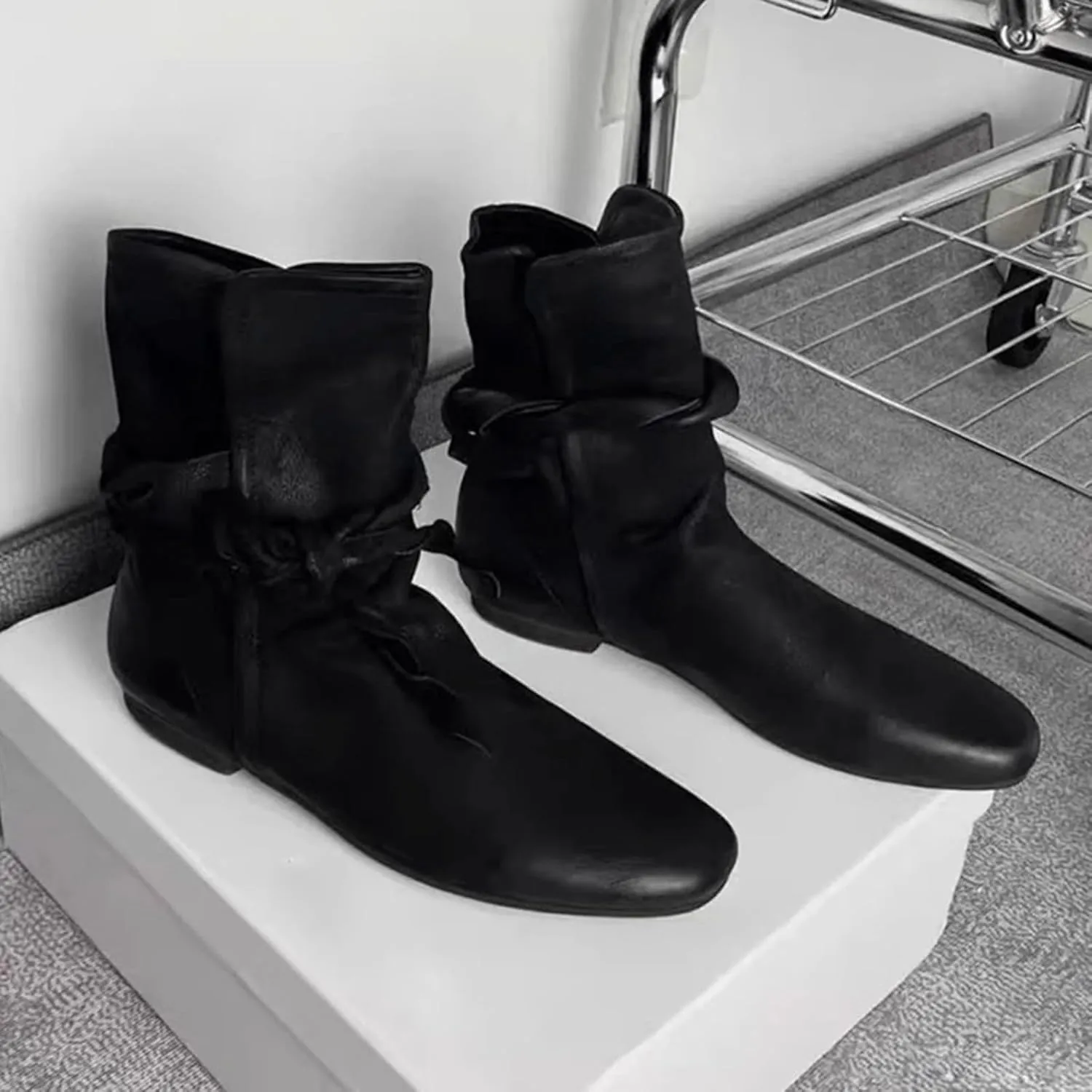 Black Booties Black Work Boots Women Denim Cowboy Boots Chelsea Rain Boots Royal Blue Ankle Boots for Women Sexy High Heel Peep toe Booties Womens Ankle Booties Lace Up