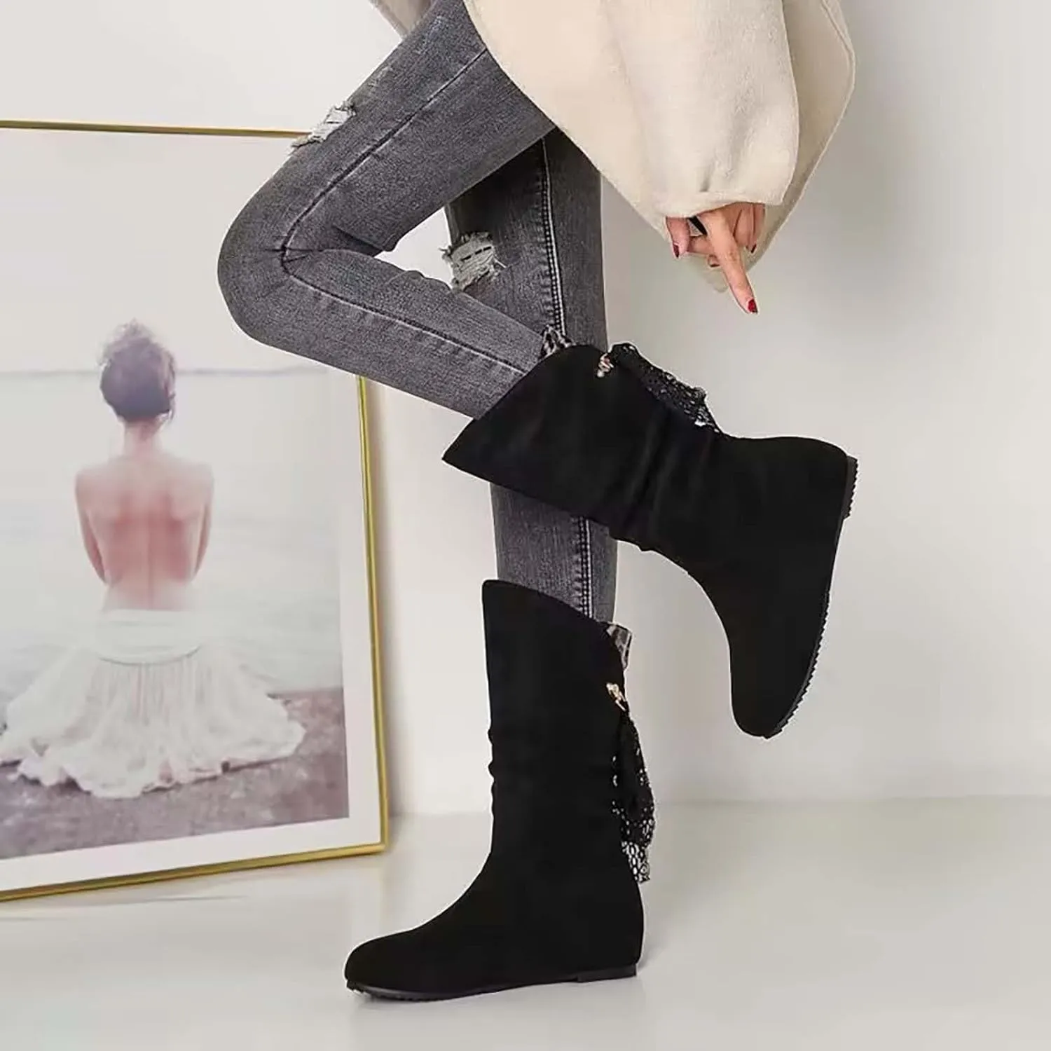 Black Booties Red Ankle Boots for Women Boots Woman Womens Black Winter Boots Combat Boots Womens Black Ankle Booties Military Lace Up Leather Sprained Ankle Boot for Women Small