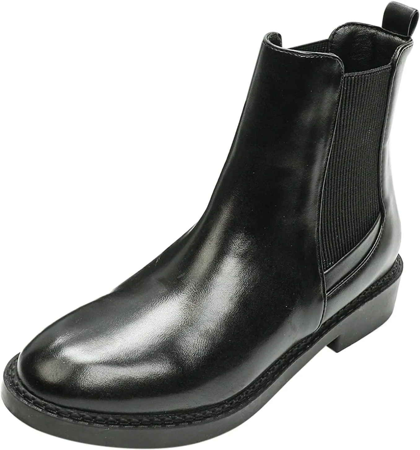 Black Boots for Women Ankle Boot Womens Flat Booties Mens Low Cut Boots Dress Shoes for Women Solid Color Comfy Casual Pump Closed Toe Stacked Heel