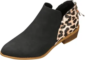 Black Cowboy Boots for Women Ankle Round Toe Booties for Women Ladies Hiking Boots Platform Bootie for Women Comfy Casual Closed Back Lace-up Round Toe Comfortable Low Heel