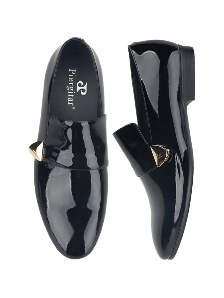 Black first-layer cowhide patent leather men's loafers European and American wedding party style slip-on formal shoes smoking shoes