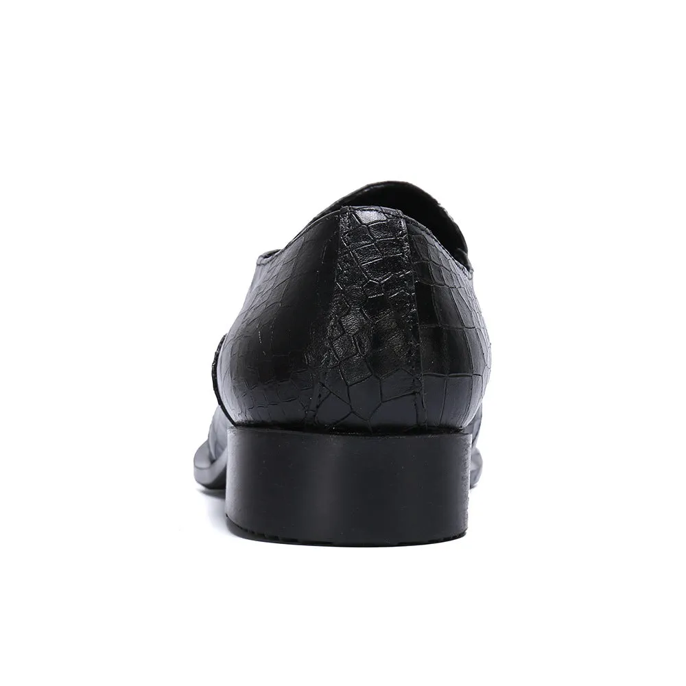 Black Pointed Dress Leather Shoes Men's Business Loafers