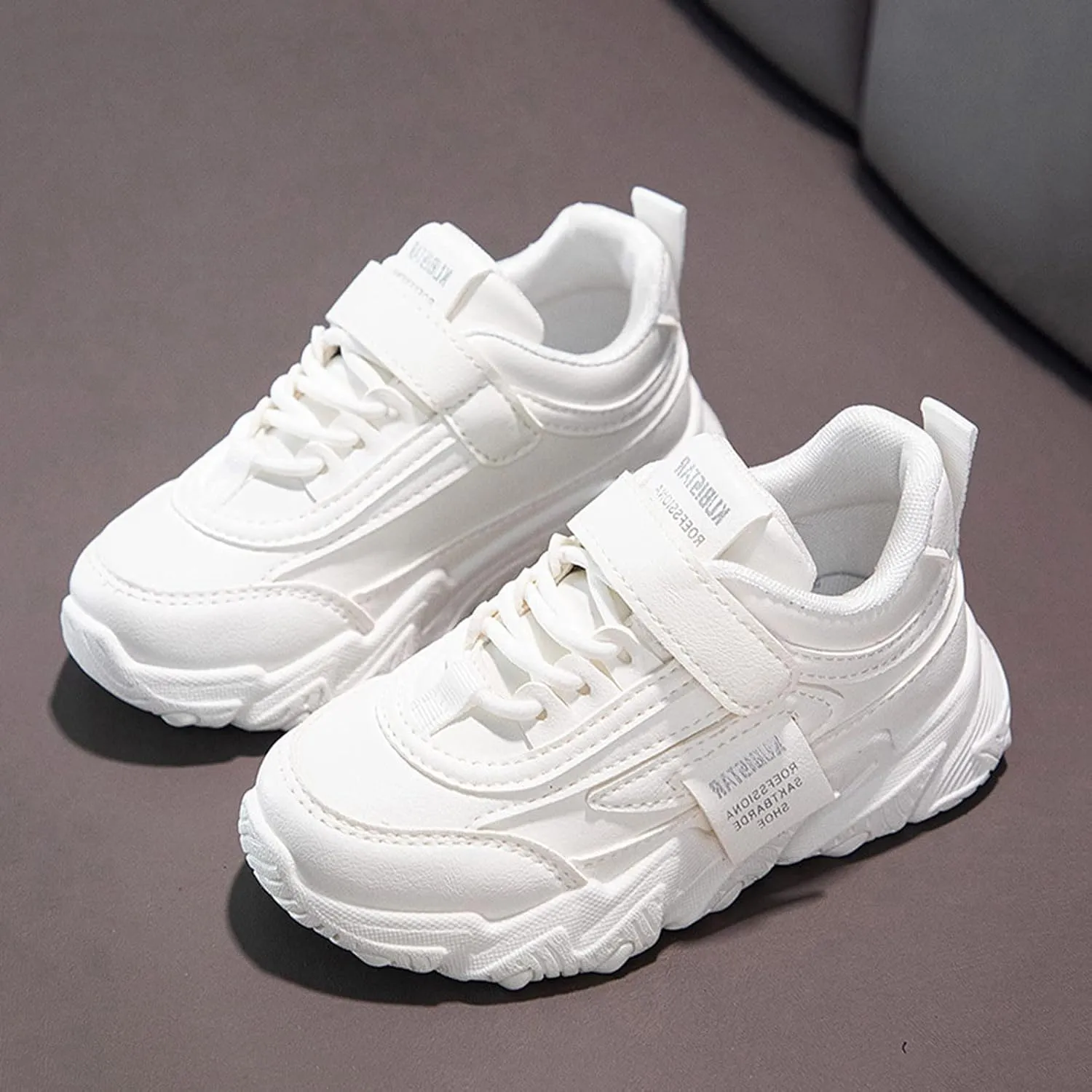 Boys Girls Tennis Running Shoes Lightweight Breathable Flat Sole Thick Sole Athletic Sports Running Shoes Girls