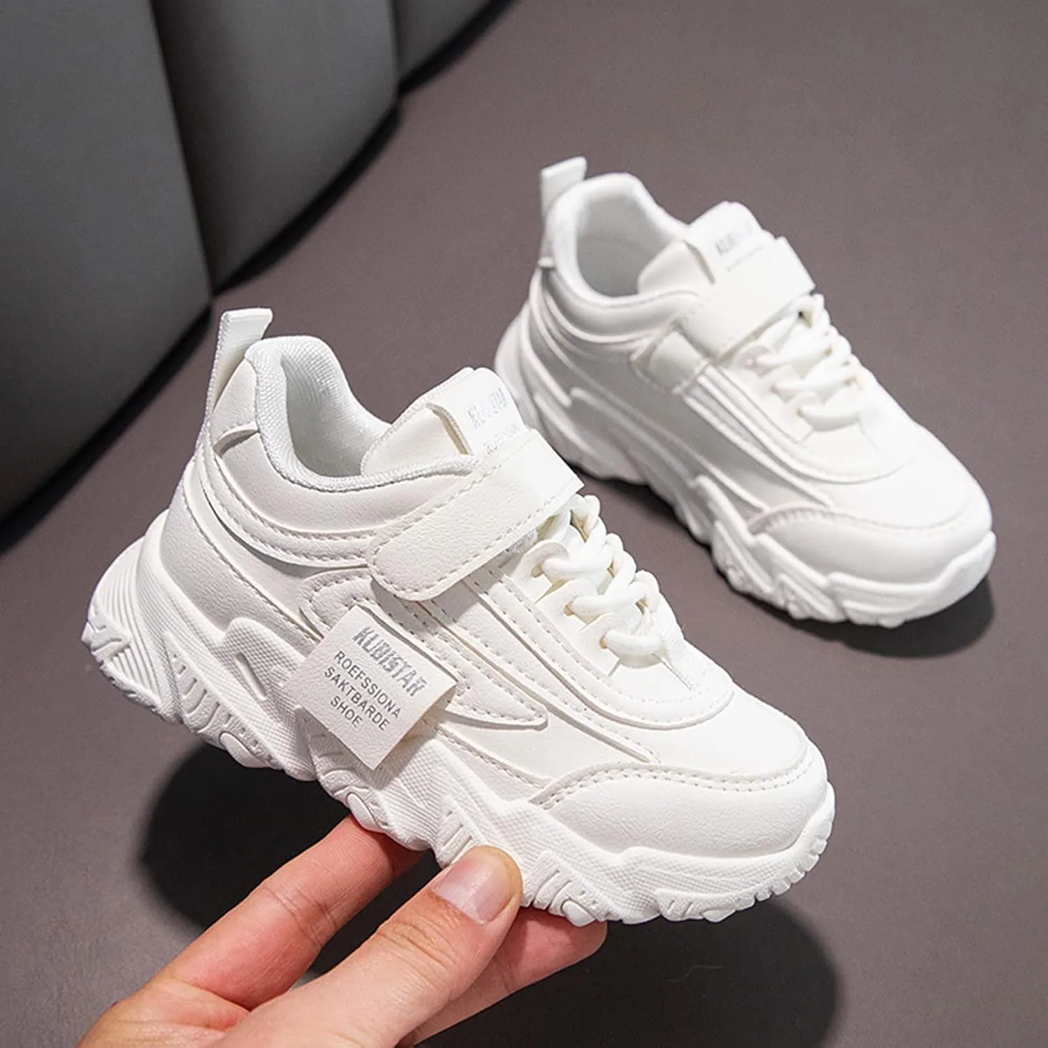 Boys Girls Tennis Running Shoes Lightweight Breathable Flat Sole Thick Sole Athletic Sports Running Shoes Girls