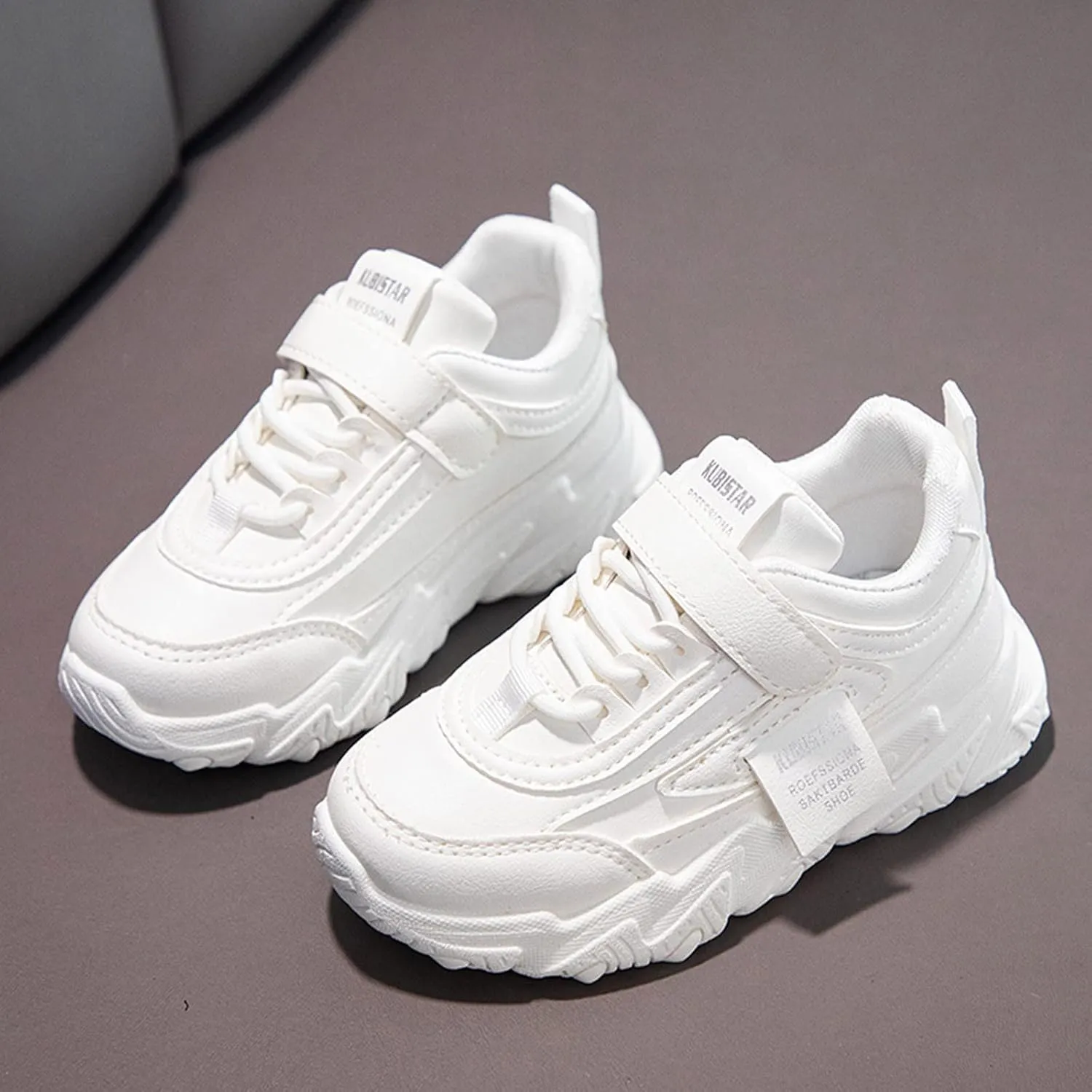 Boys Girls Tennis Running Shoes Lightweight Breathable Flat Sole Thick Sole Athletic Sports Running Shoes Girls