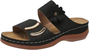 Casual Sandals for Women Arch Support Orthopedic Wedge Sandal Two Band Slip On Summer Platforms Open Toe Comfy Shoes