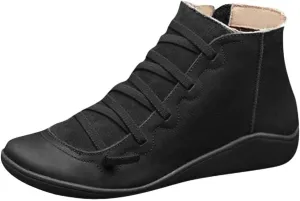 Cathalem Womens Ankle Boots, Ankle Boots for Women No Heel 2024 New Arch Support Booties Damping Shoes Flat Heel Booties