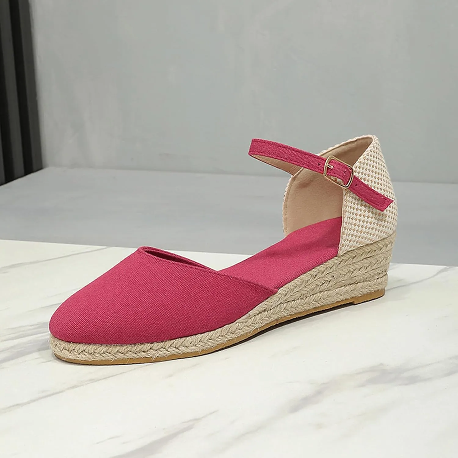 Closed Toe Espadrilles Wedges for Women Hoop and Loop Strap Dressy Summer Sandals 2025 Trendy Platform Slip On Wedges Comfortable Lightweight Walking Shoes Casual Breathable
