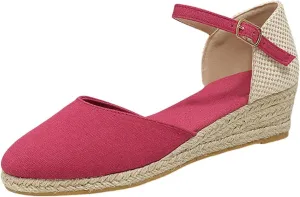 Closed Toe Espadrilles Wedges for Women Hoop and Loop Strap Dressy Summer Sandals 2025 Trendy Platform Slip On Wedges Comfortable Lightweight Walking Shoes Casual Breathable