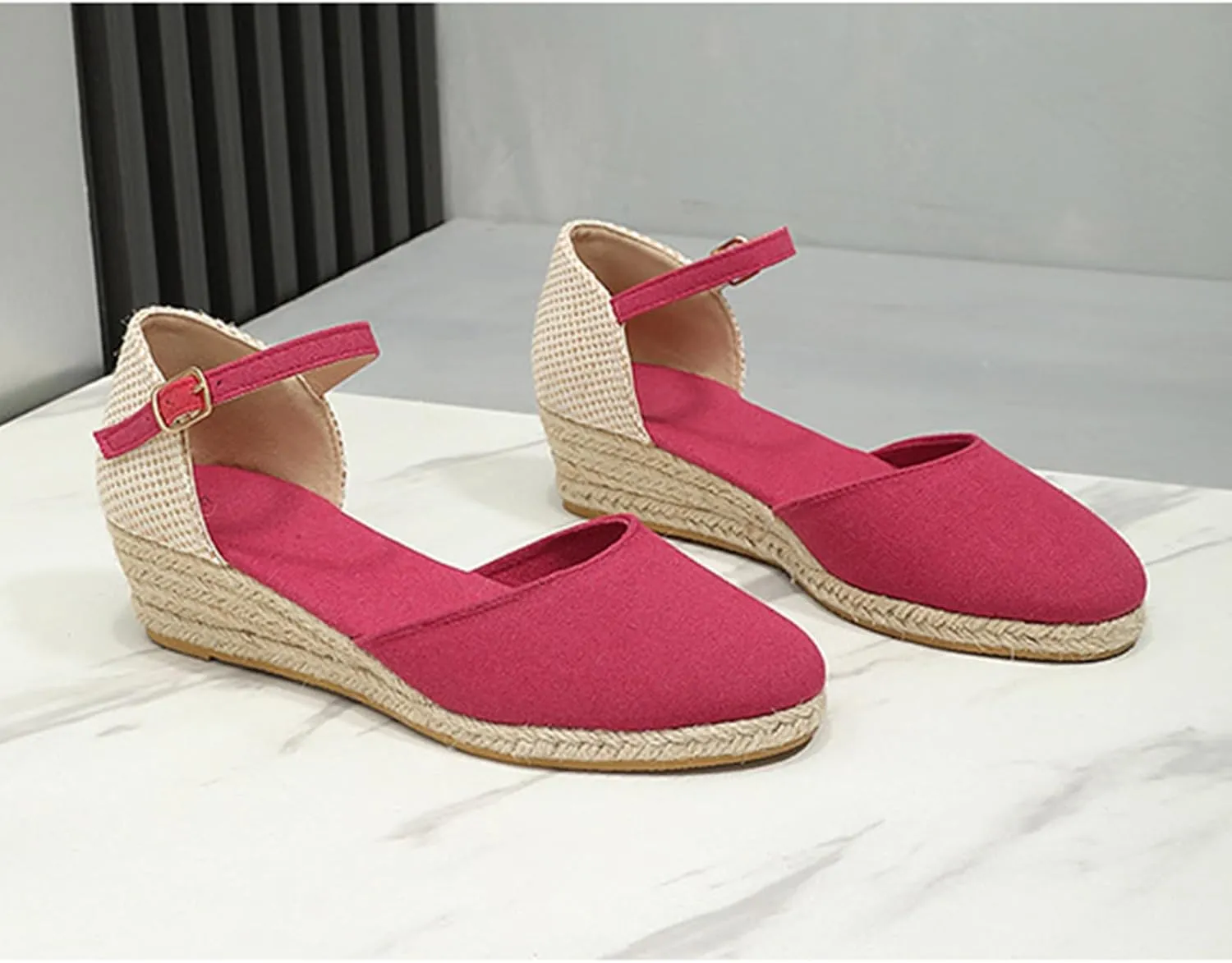 Closed Toe Espadrilles Wedges for Women Hoop and Loop Strap Dressy Summer Sandals 2025 Trendy Platform Slip On Wedges Comfortable Lightweight Walking Shoes Casual Breathable