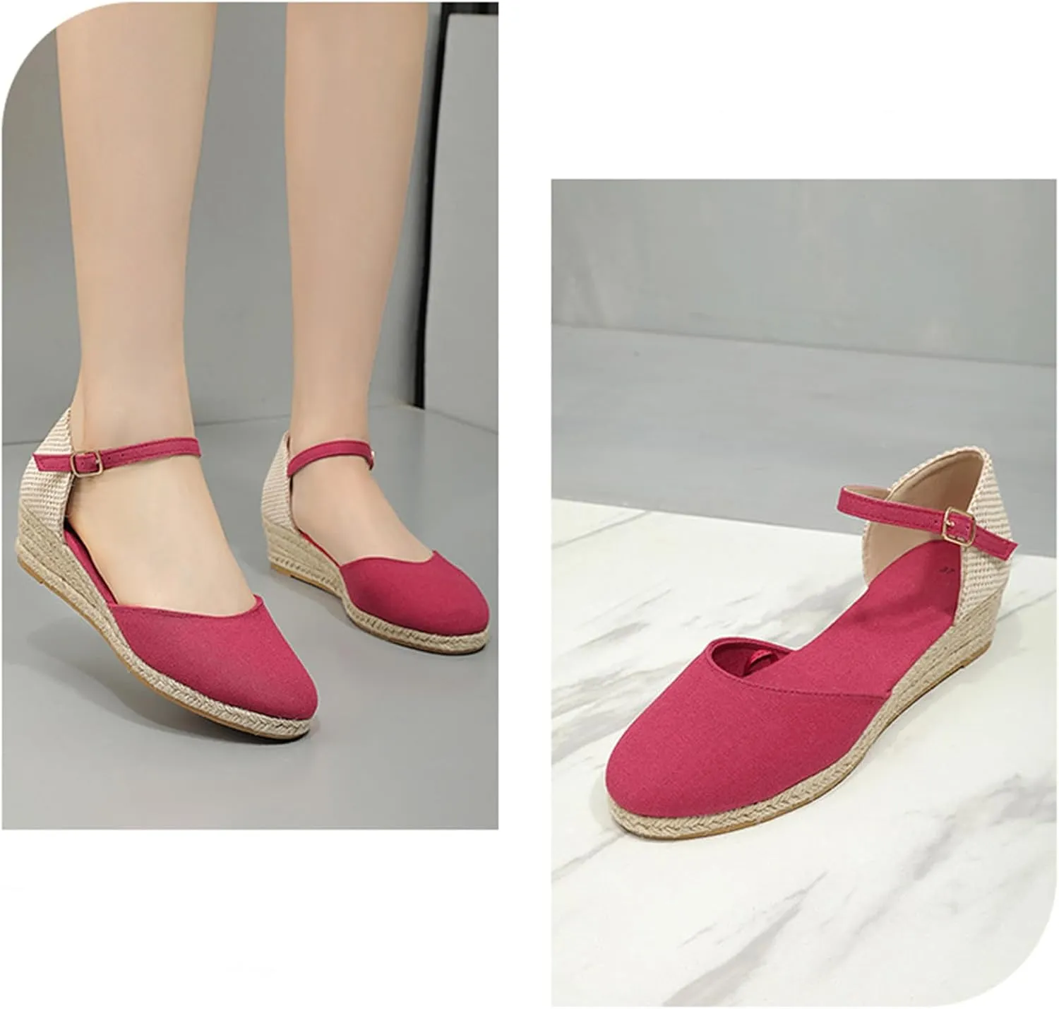 Closed Toe Espadrilles Wedges for Women Hoop and Loop Strap Dressy Summer Sandals 2025 Trendy Platform Slip On Wedges Comfortable Lightweight Walking Shoes Casual Breathable