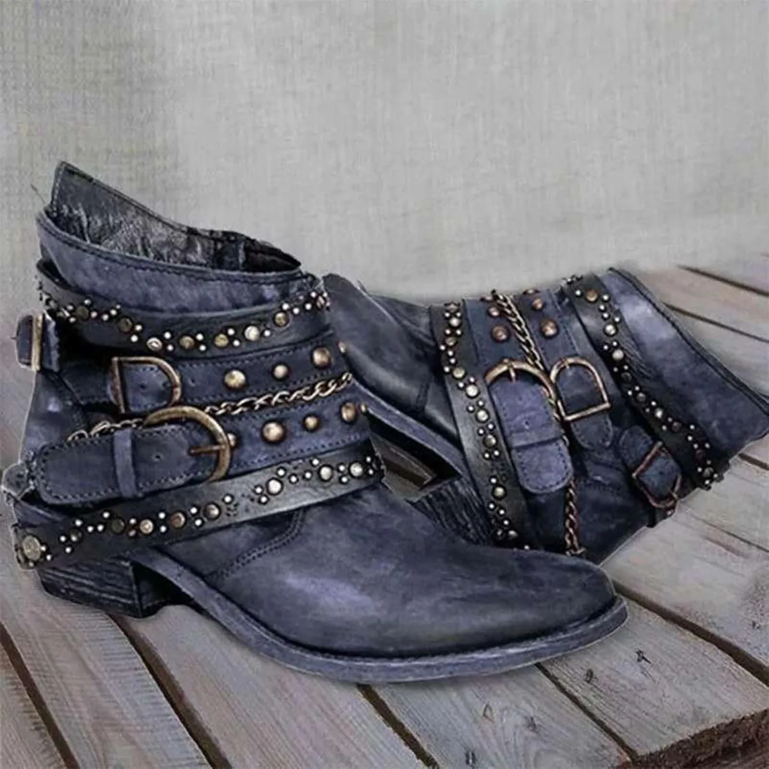 Combat Boots Womens Ankle Flat Booties for Women 2024 Black Boots for Women Flat Boot for Men Casual Round Head Low Heel Comfortable Pointed Toe