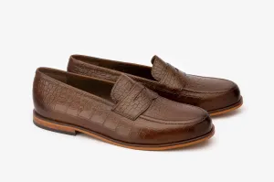 Croc Embosed Penny Loafer With Cord stiching on Vamp Croc Embosed Penny Loafer With Cord stiching on Vamp