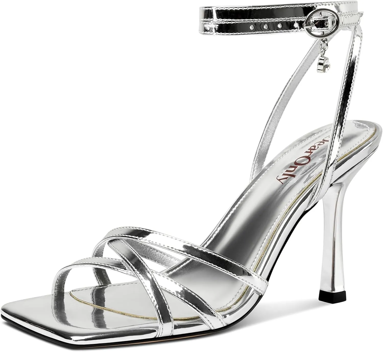 DearOnly Womens Lace up Heels Stiletto High Heeled Sandals Square Open Toe Strappy Heels Prom Party Dress 3.5 Inches Heels