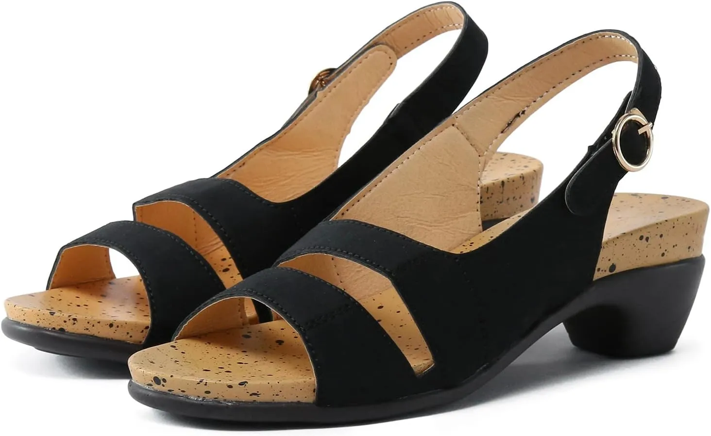 Eduavar Womens Sandals Comfortable, Womens Sandals Orthopedic Sandals Dressy Open Toe Low Heel Sandals with Ankle Strap