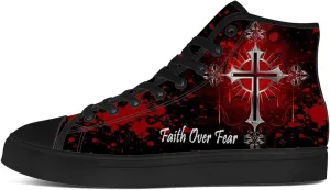 Faith Shoes for Men Women Faith Over Fear High Top Canvas Sneakers Lace Up Casual Walking Shoes Gifts for Dad Mom