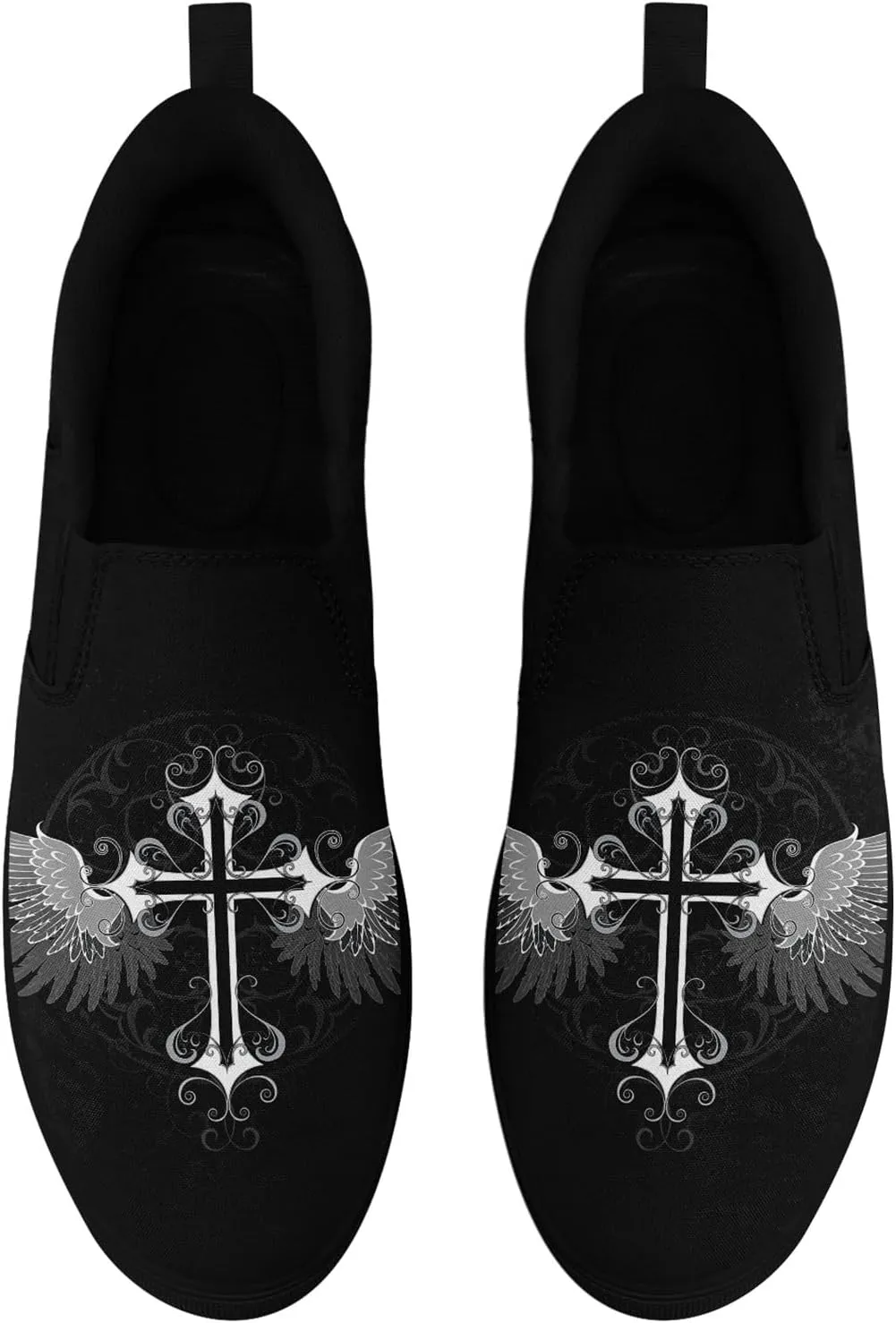 Gothic Low-Top Canvas Shoes for MenWomen Skull Floral Slip-On Sneakers Lightweight Comfort Streetwear Footwear