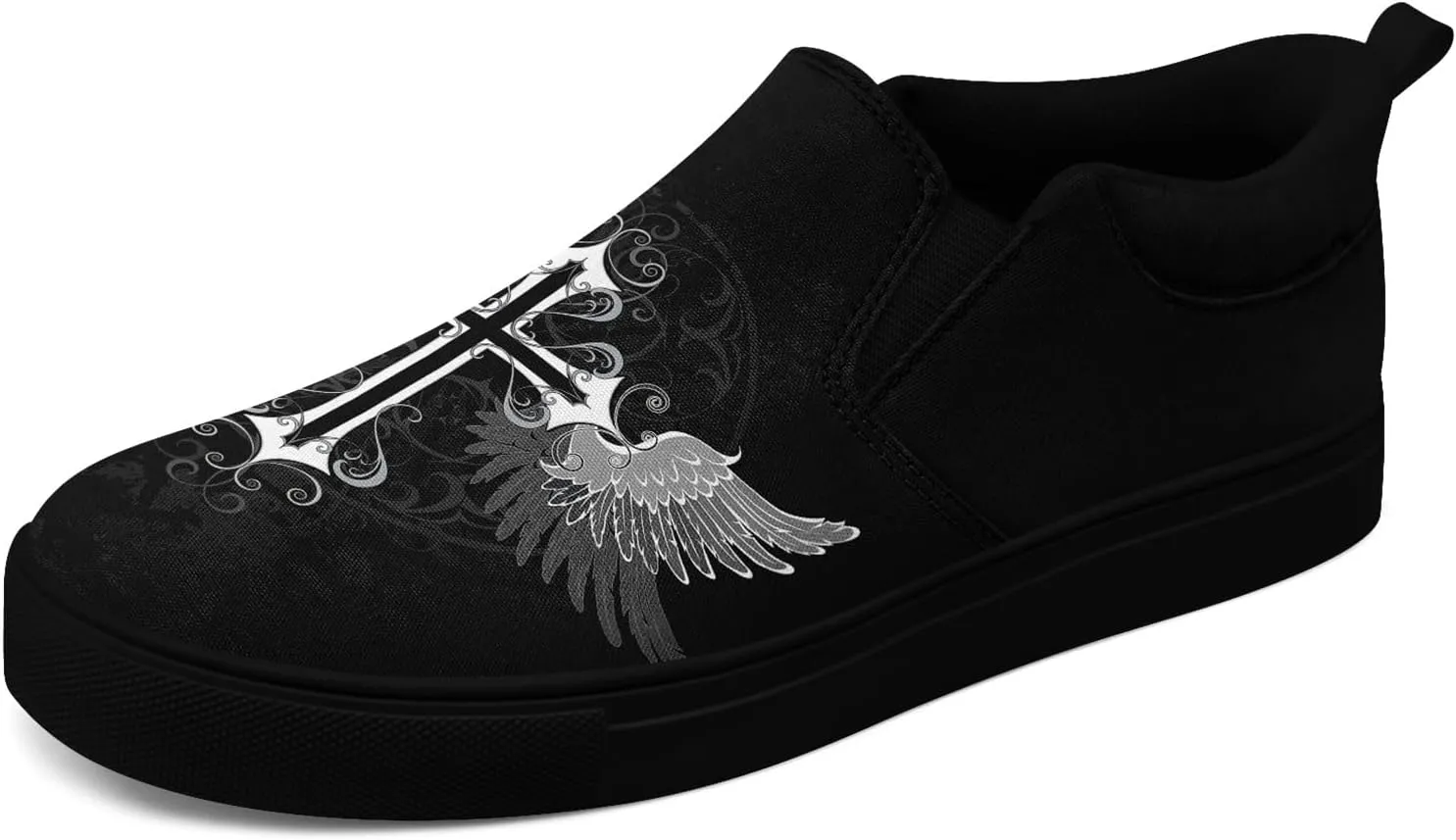 Gothic Low-Top Canvas Shoes for MenWomen Skull Floral Slip-On Sneakers Lightweight Comfort Streetwear Footwear