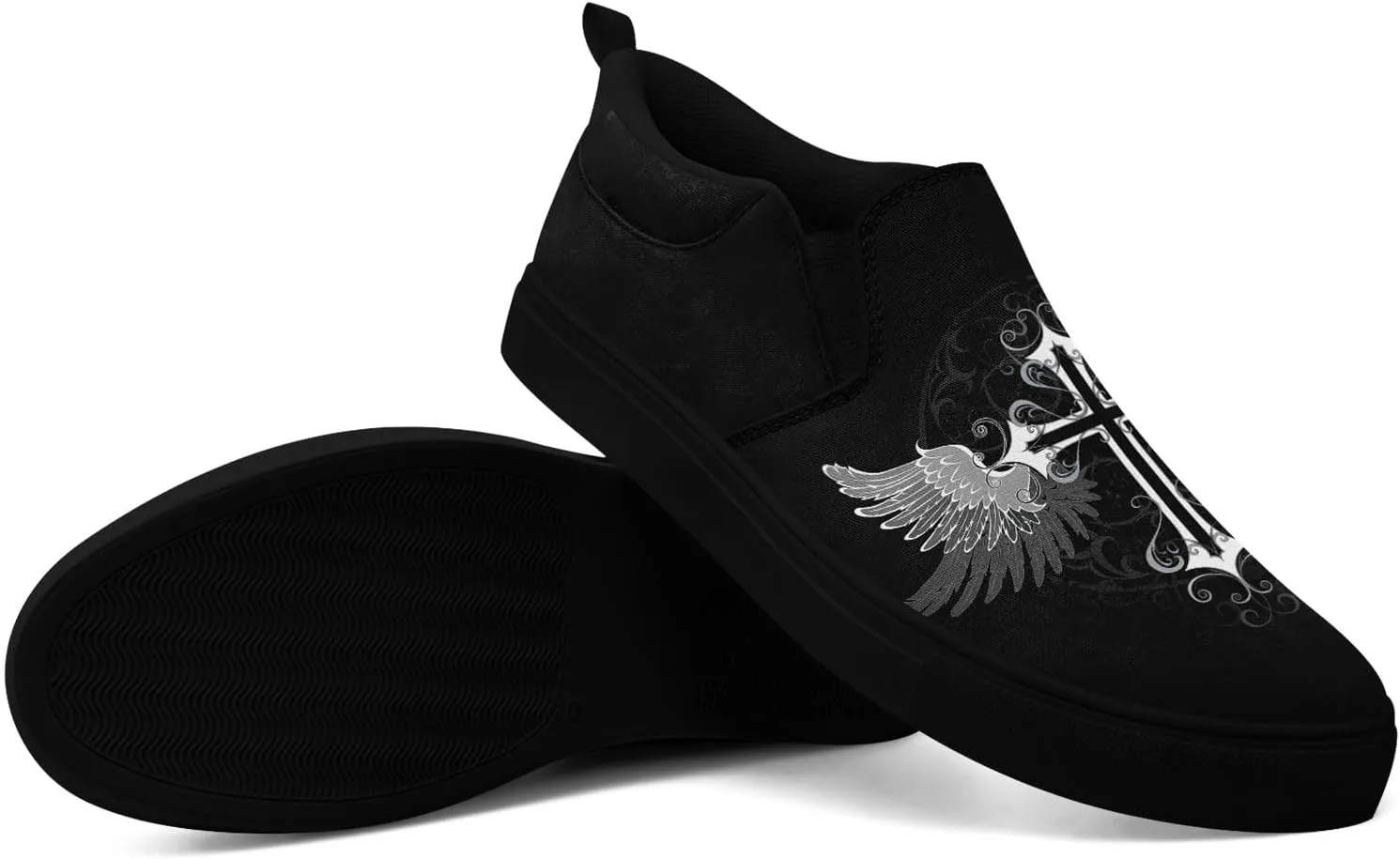 Gothic Low-Top Canvas Shoes for MenWomen Skull Floral Slip-On Sneakers Lightweight Comfort Streetwear Footwear