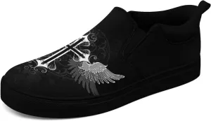 Gothic Low-Top Canvas Shoes for MenWomen Skull Floral Slip-On Sneakers Lightweight Comfort Streetwear Footwear