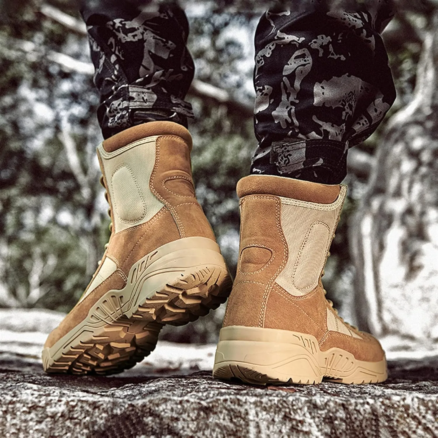 High Rise Hiking Boots, Desert Boots Mens Military, Outdoor Hiking Army Patrol Combat Side Zipper Shose, Breathable and Durable Jungle Work Tactical Footwear, for Trekking,Climbing,Fishing,Walking