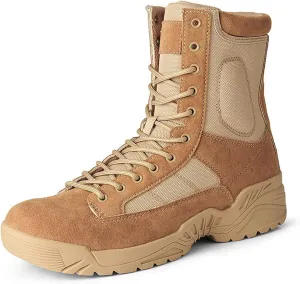 High Rise Hiking Boots, Desert Boots Mens Military, Outdoor Hiking Army Patrol Combat Side Zipper Shose, Breathable and Durable Jungle Work Tactical Footwear, for Trekking,Climbing,Fishing,Walking