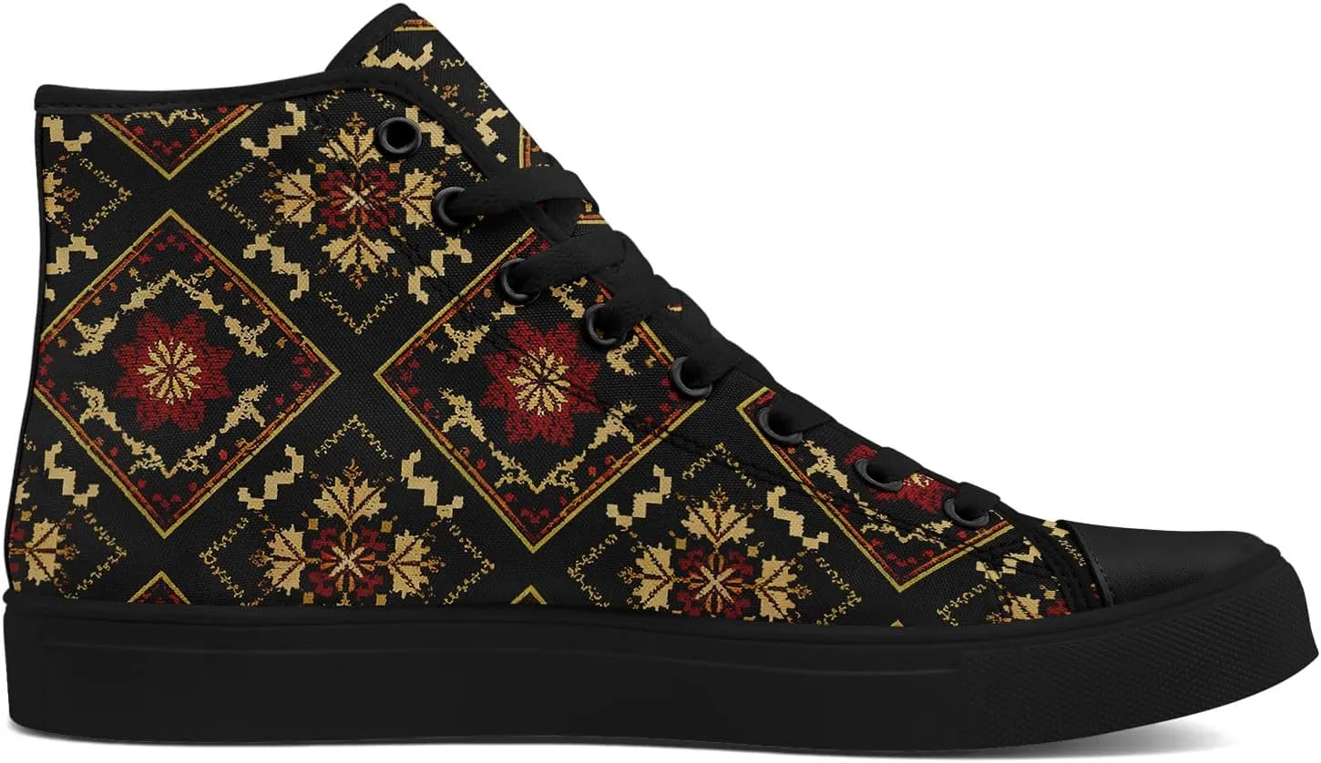 High Top Sneakers for Women Men Canvas Shoes Lightweight Printed Lace Up Fashion Casual Walking Shoes Street Footwear