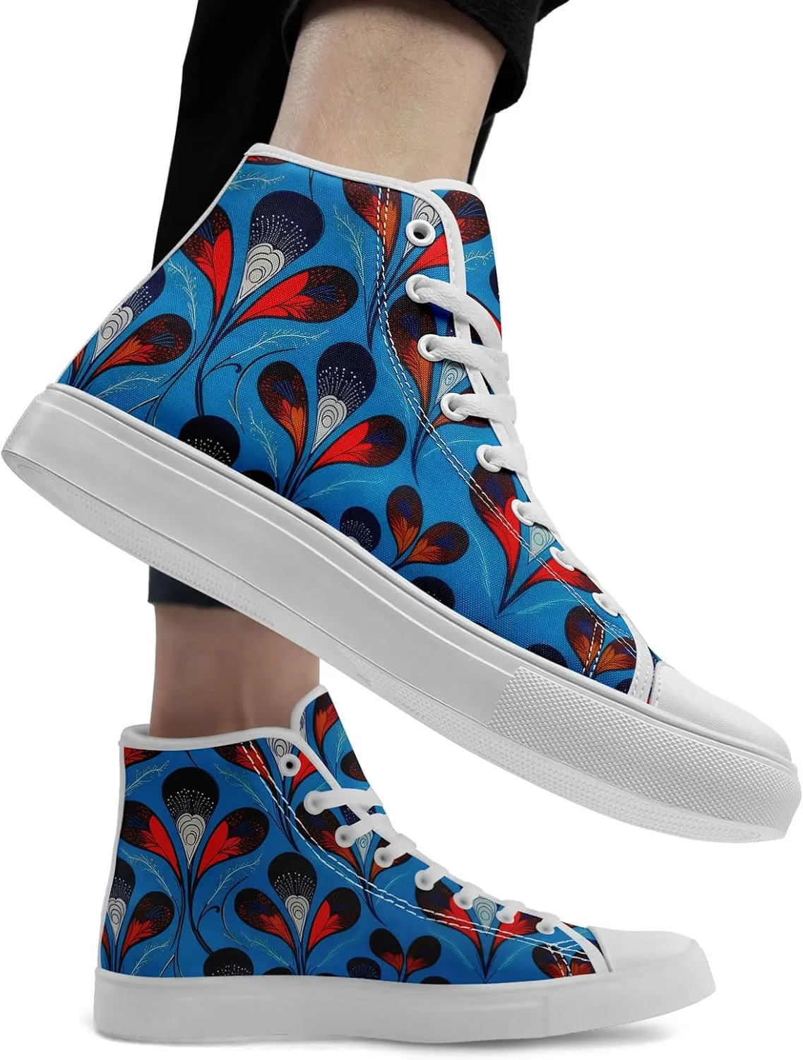 High Top Sneakers for Women Men Canvas Shoes Lightweight Printed Lace Up Fashion Casual Walking Shoes Street Footwear