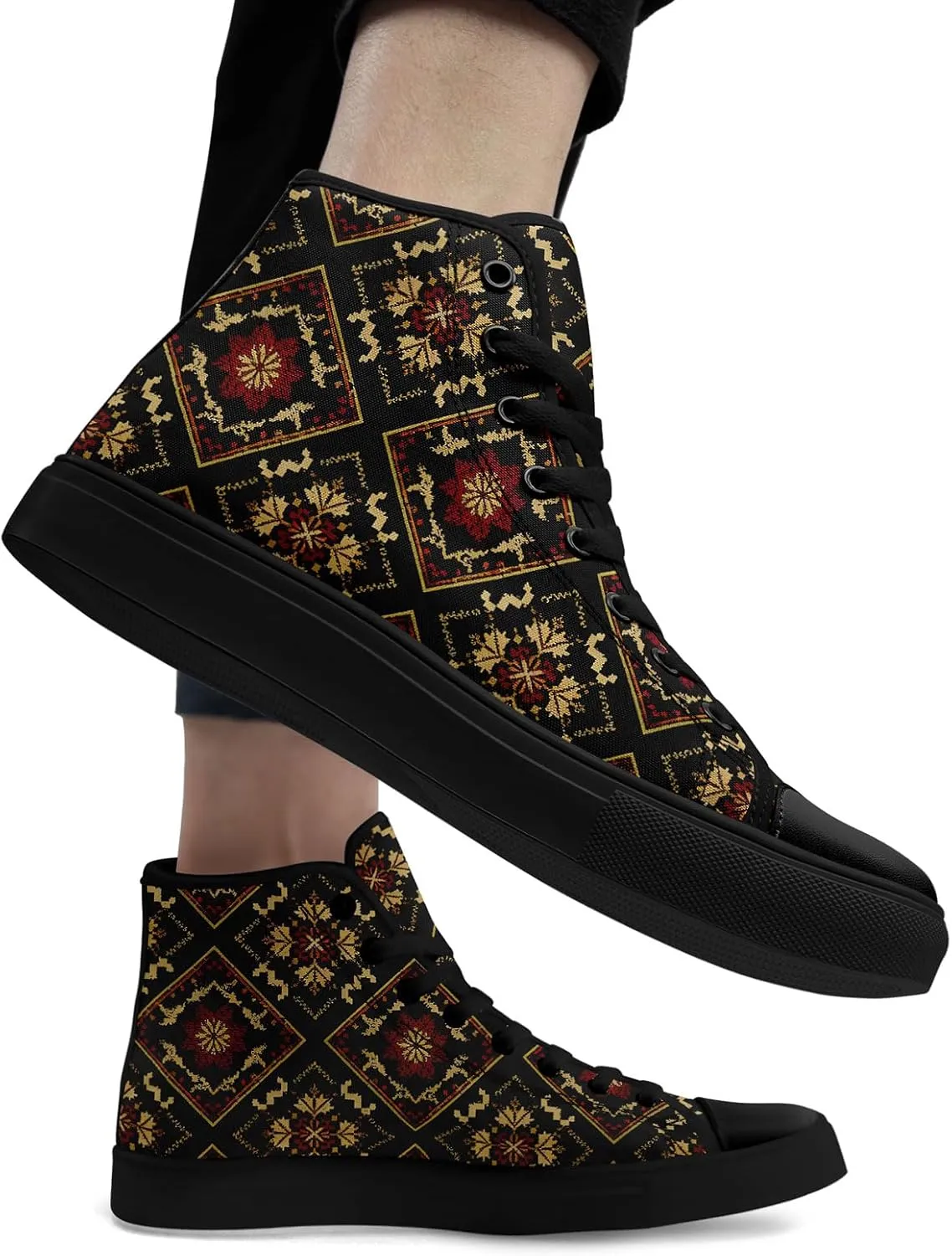 High Top Sneakers for Women Men Canvas Shoes Lightweight Printed Lace Up Fashion Casual Walking Shoes Street Footwear