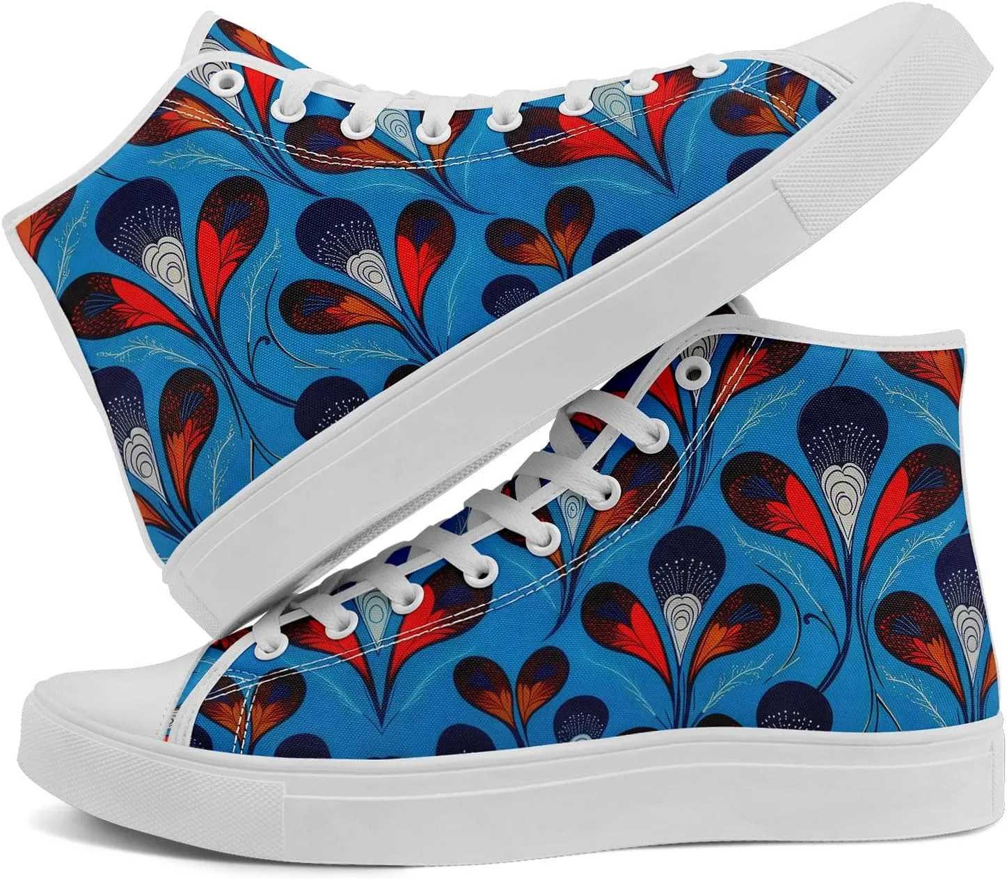 High Top Sneakers for Women Men Canvas Shoes Lightweight Printed Lace Up Fashion Casual Walking Shoes Street Footwear