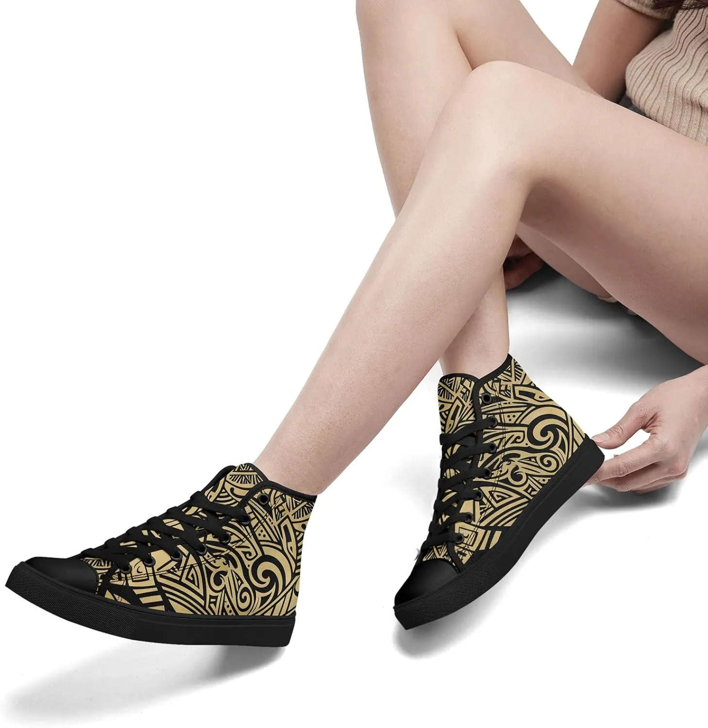 High Top Sneakers for Women Men Canvas Shoes Lightweight Printed Lace Up Fashion Casual Walking Shoes Street Footwear