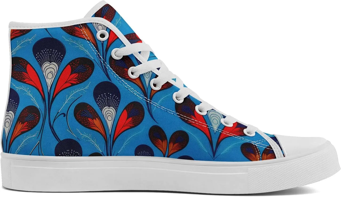 High Top Sneakers for Women Men Canvas Shoes Lightweight Printed Lace Up Fashion Casual Walking Shoes Street Footwear