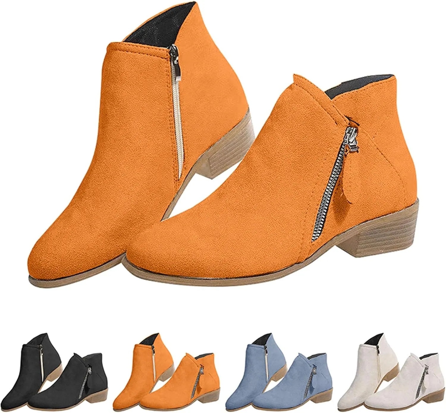 Hiking Boots Women Ankle Black Booties for Women No Heel Brown Leather Boots Men Work Boot Shoe Laces Men Comfy Soft Cover Heel Lug Sole Low Heel Chelsea Fashion