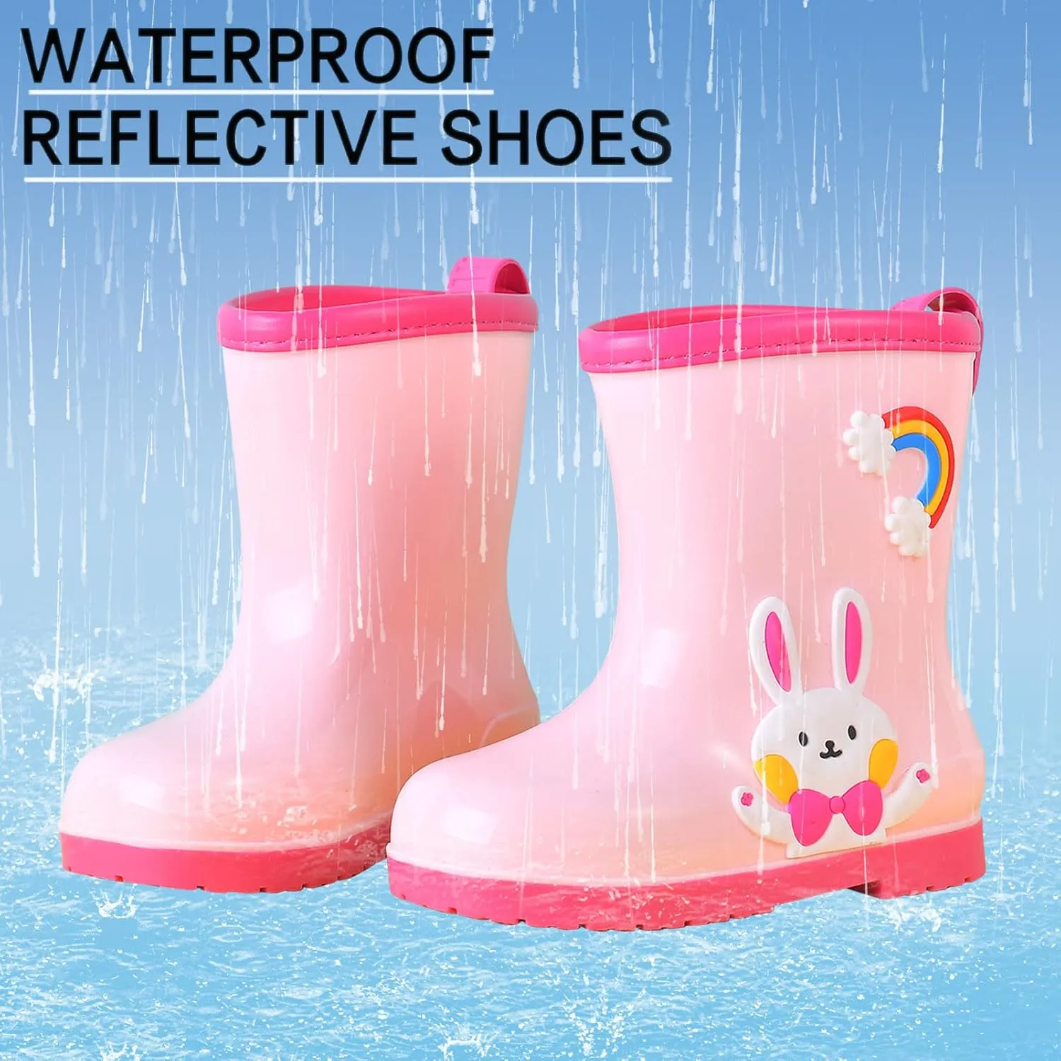 IWIHMIV Lightwight Waterproof Rain Boots Rubber Children Water Shoes Dinosaur Rain Boots for Boys