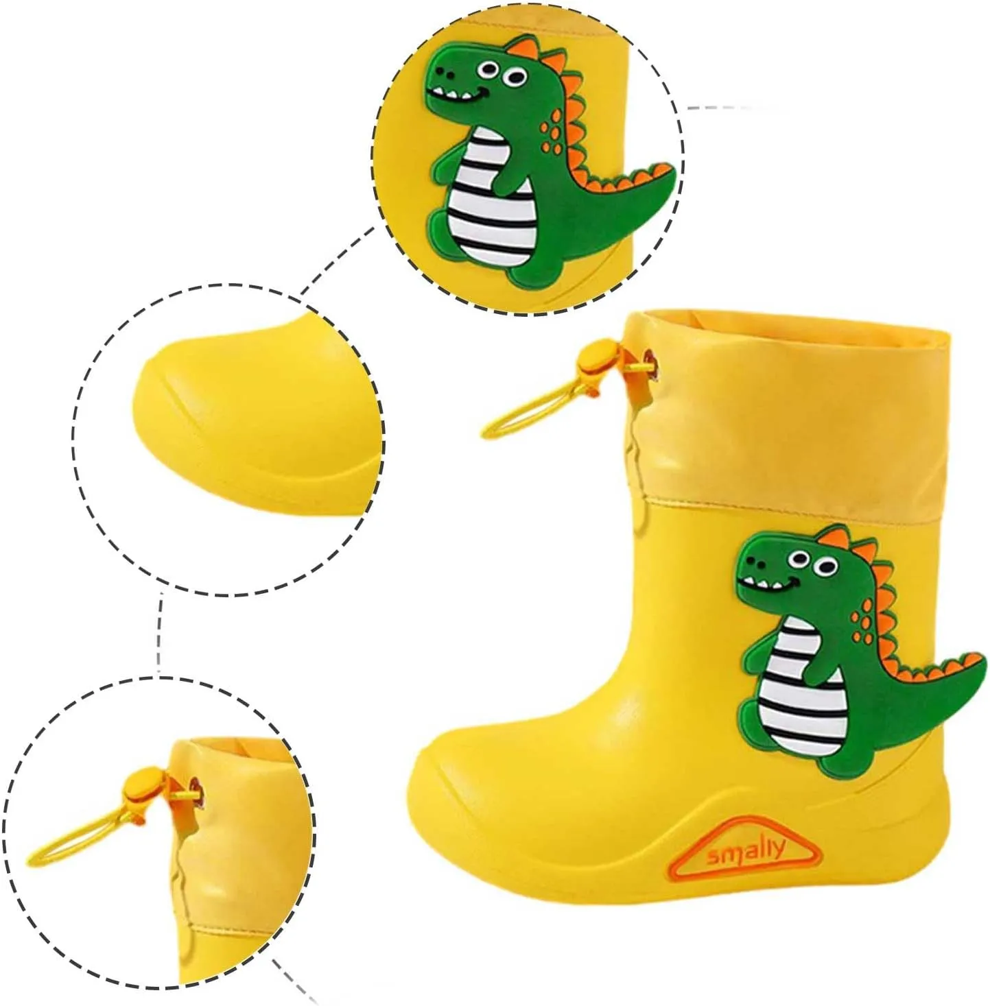 IWIHMIV Toddler Dinosaur Rain Boots Lightweight Waterproof Rainboots Outdoor Boys And Girls Water Shoes Non-Slip Rain Boots