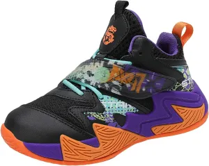 Kids Basketball Sneakers Girls Boys Running Mesh Fitness Training Sneaker Lightweight Anti-Slip Sports Athletic Shoes