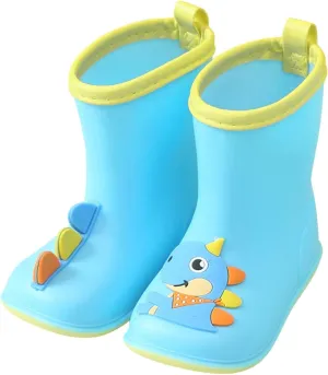 Kids Dinosaur Rain Boots for Boys Girls Mud Boots Waterproof Toddler Lightweight Rain Boots with Easy-On Toddler Shoes