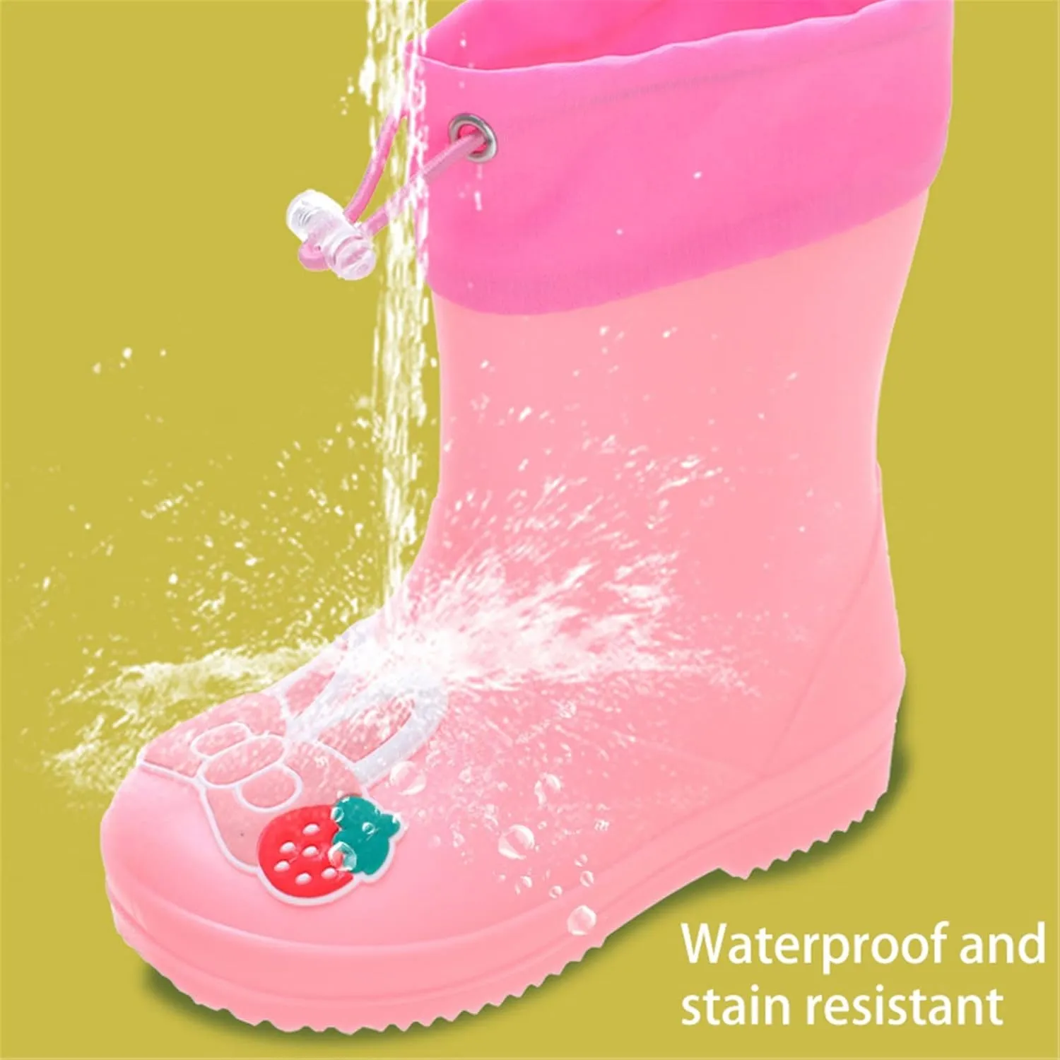 Kids Rain Boots for Girls Boys Waterproof Toddler Cute Cartoon Insulated Rubber Boots with Water Shoes for Kids