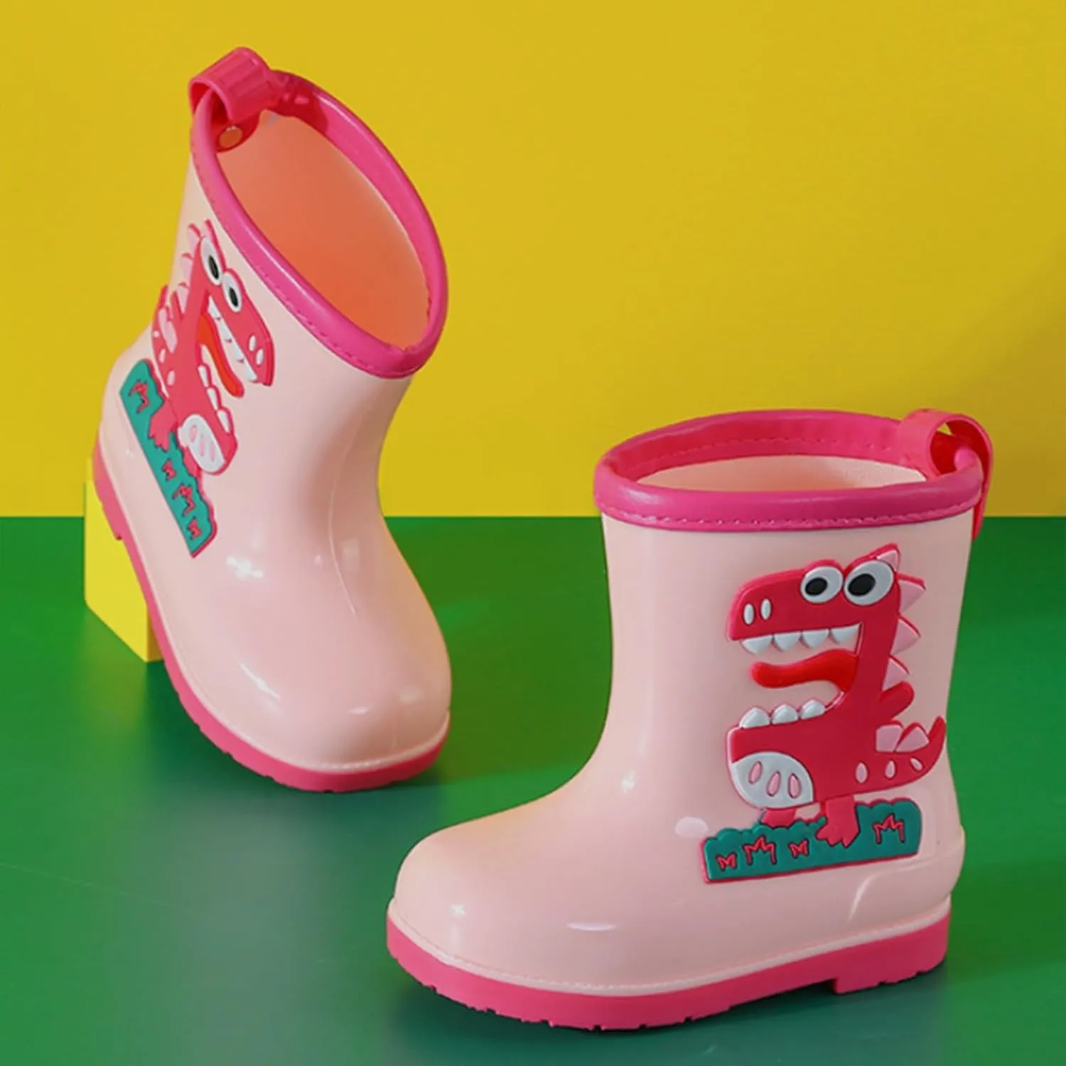 Kids Rain Boots Toddler Cute Animal Dinosaur Printed Waterproo Rubber Non-Slip Rainboots Shoes Rainboots Toddler