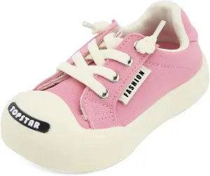 Kids Wide Toe Box Canvas Shoes Low Top Classic Canvas Sneakers Toddler Lace-up Fashion Casual Shoes for Boys and Girls